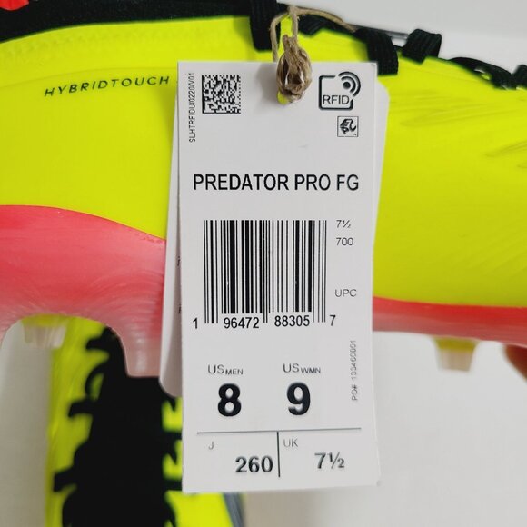 NEW Adidas Predator Pro FG Soccer Cleats IG7776 Size 8 Team Solar Yellow main image 6